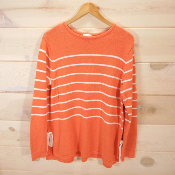 J Jill Women's Size L Tall Sweater Round Neck Long Sleeve Pumpkin Orange - Picture 1 of 8